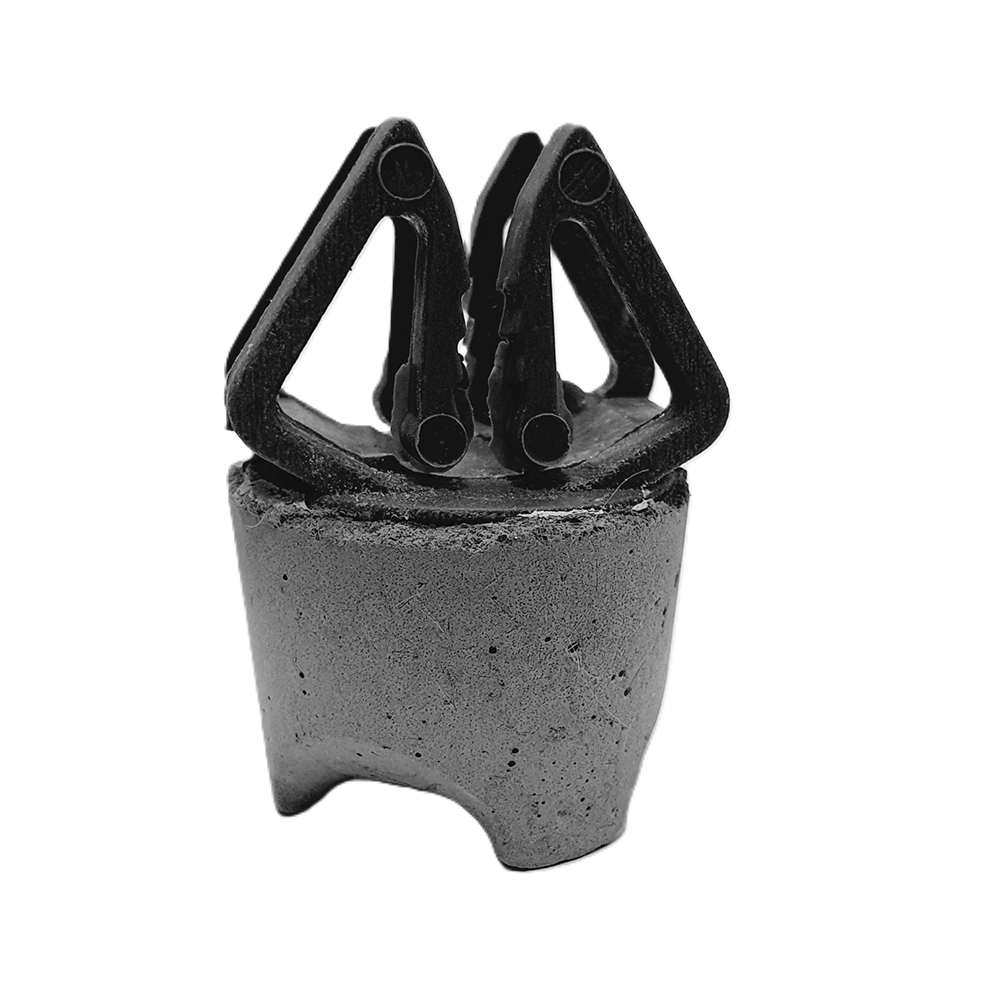 Fiberbetonklods 3-fods, m/plastclips